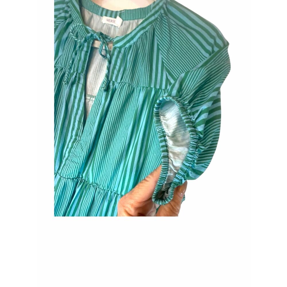 Mersea Blue and Green Striped Dress - Size L/XL - Picture 7 of 12